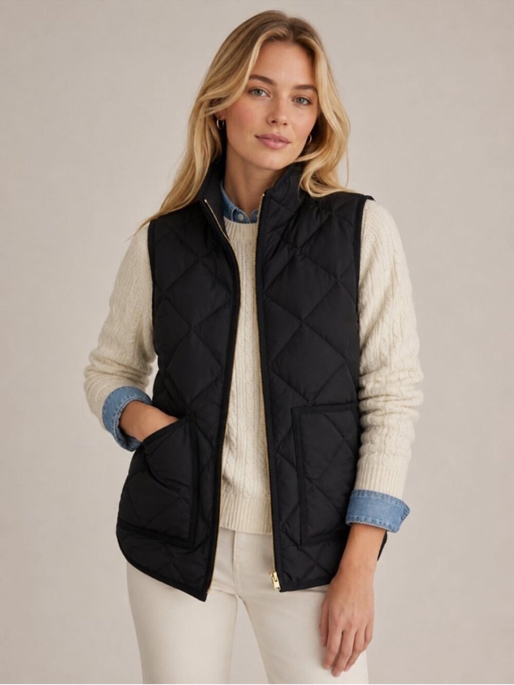 J. Crew Black Quilted Sleeveless Vest